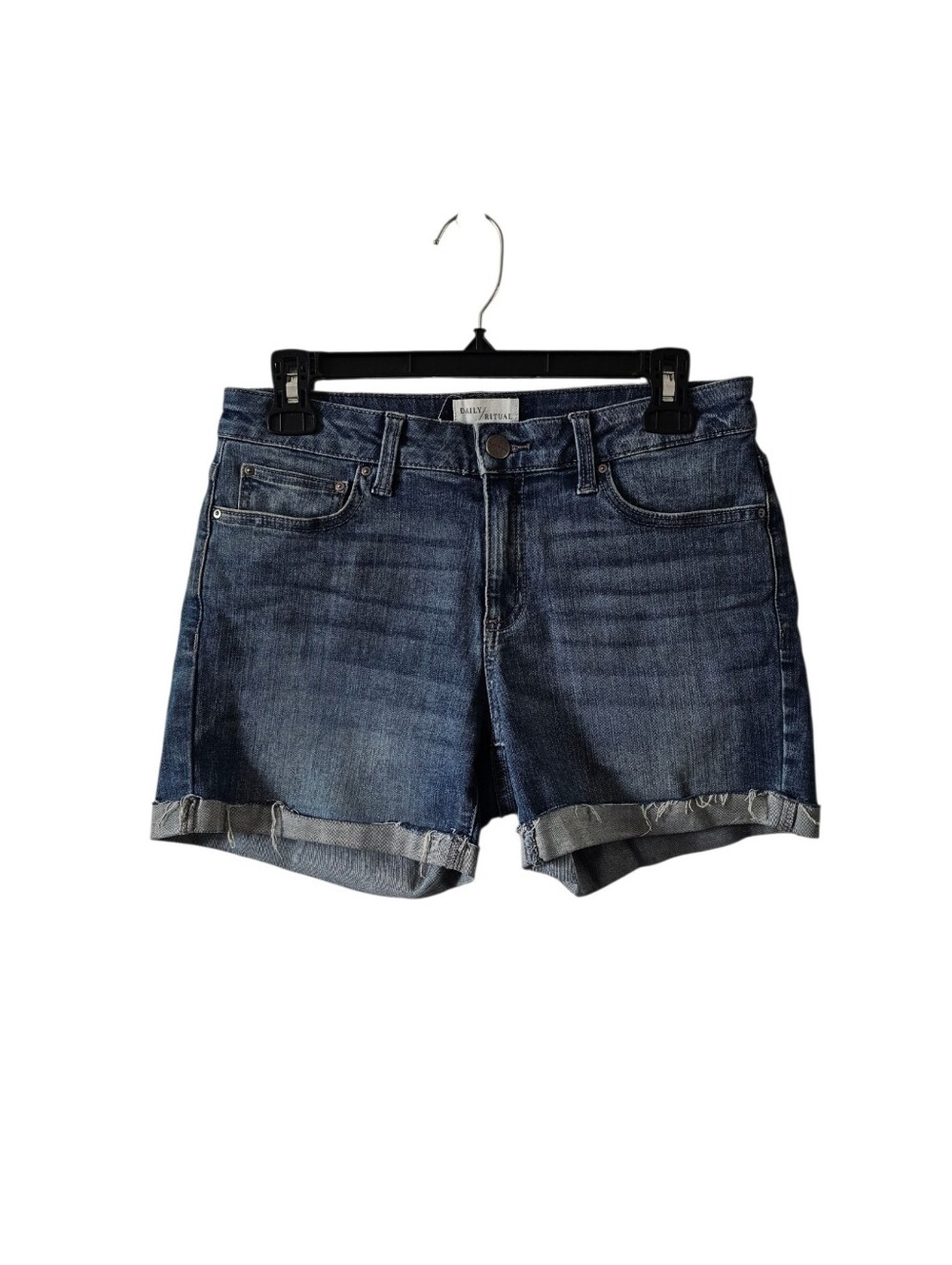 Daily Ritual Denim Shorts Women Size 26 Cuffed Mid Rise Blue Jean Shorts